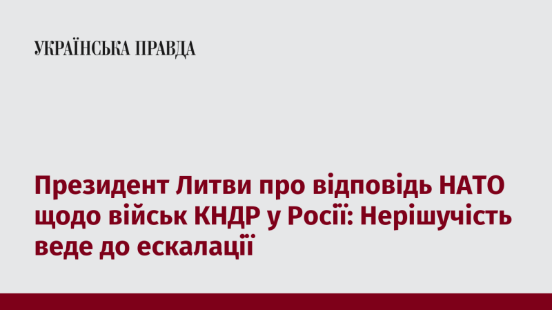 Президент Литви висловив свою думку щодо реакції НАТО на присутність військ КНДР у Росії, зазначивши, що нерішучість сприяє ескалації конфлікту.