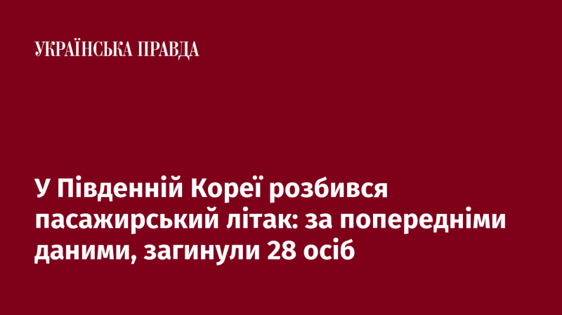 У Південній Кореї стався авіаційний інцидент: за попередньою інформацією, 28 людей загинули внаслідок катастрофи пасажирського літака.