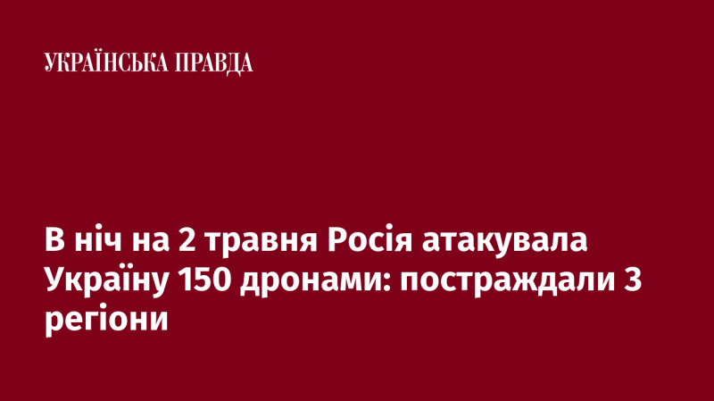 У ніч з 1 на 2 травня Росія здійснила напад на Україну, запустивши 150 безпілотників, в результаті чого постраждали три області.