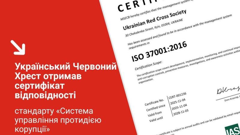 УЧХ здобув сертифікат, що підтверджує відповідність стандарту