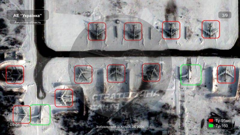 Стратегічні бомбардувальники Ту-95МС та Ту-160 були розміщені на Далекому Сході Російської Федерації.